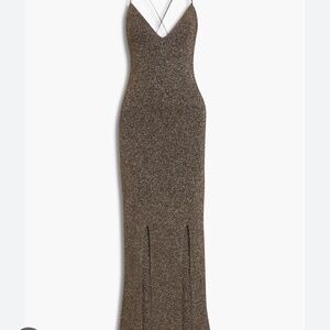 Ganni tie back metallic knitted maxi dress
